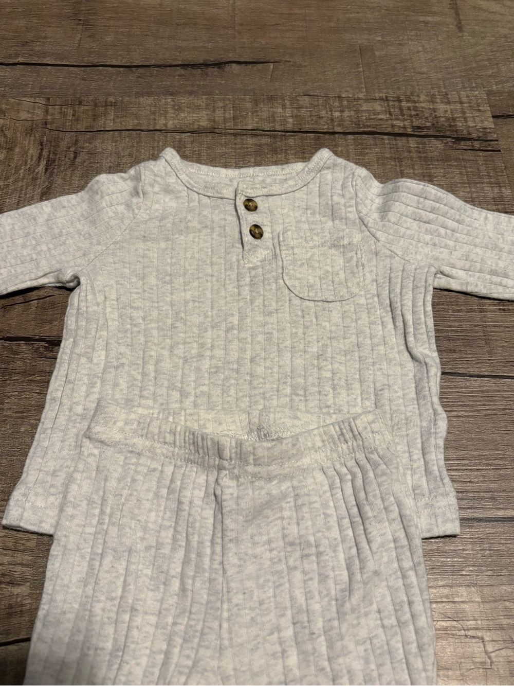 Neutral Ribbed Baby Two-Piece Sets - Picture 4 of 6